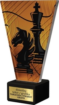 statuetka SZACHY szkło+marmur+grawer 22cm