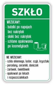 NAKLEJKA NA KOSZ kontener SZKŁO segregacja 50cm