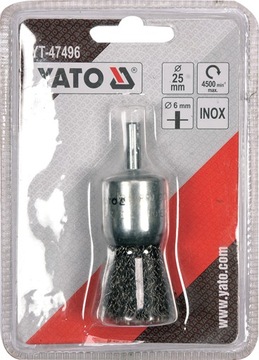 SZCZOTKA CZOŁOWA Z TRZPIENIEM 25MM INOX