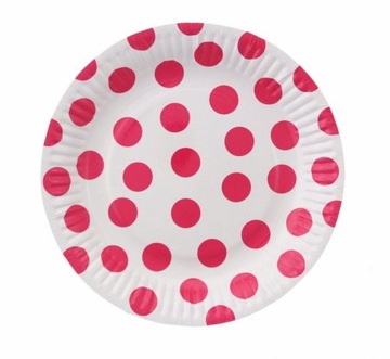TALERZYKI PAPIEROWE RÓŻOWE GROSZKI EKO 18cm 6szt