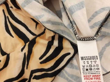 MISSGUIDED dresowa SUKIENKA z falbanami ZEBRA stylowa _ 38