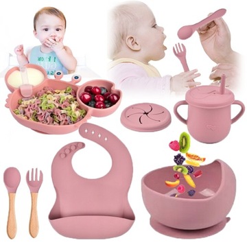 СИЛИКОНОВАЯ ПОСУДА ДЛЯ МЛАДЕНЦЕВ, МАЛЕНЬКИХ ДЕТЕЙ, С ПРИСОСАМИ, БОЛЬШОЙ НАБОР