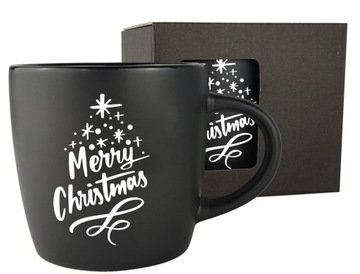 Большая черная кружка на Рождество в подарок, с гравировкой праздников.