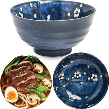 Miseczka Ceramiczna Ciemno Niebieska Miska Do Makaronu Udon Hana Blue 17cm