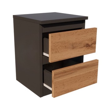 Тумбочка, комод, 2 ящика, прикроватная тумбочка, графит и дуб Вотан