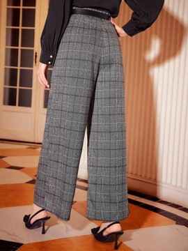 SHEIN DECDS Damskie spodnie z szerokimi nogawkami w kratę L/XL