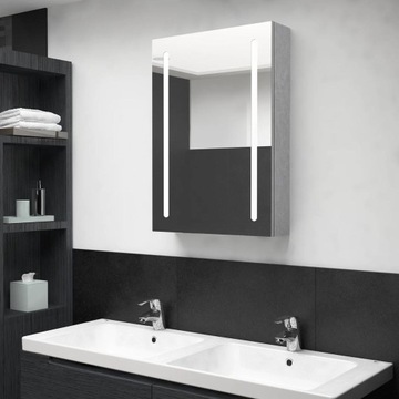 SZAFKA ŁAZIENKOWA Z LUSTREM I LED SZAROŚĆ BETONU 50X13X70CM