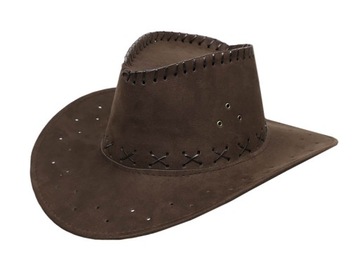KAPELUSZ KOWBOJSKI SZERYFA ZAMSZOWY BRĄZOWY