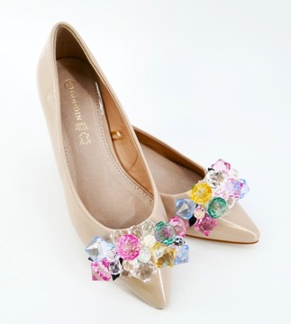 GOODIN BALERINY DAMSKIE Z KRYSZTAŁKAMI BEŻOWE R39