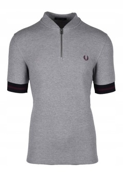 FRED PERRY S KOSZULKA T-SHIRT Z ZAMKIEM SZARA J21865