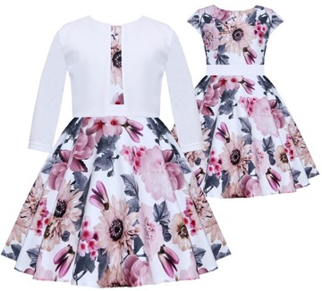 ELEGANCKA WIZYTOWA SUKIENKA Z BOLERKIEM UROCZYSTOŚCI r 146 3781