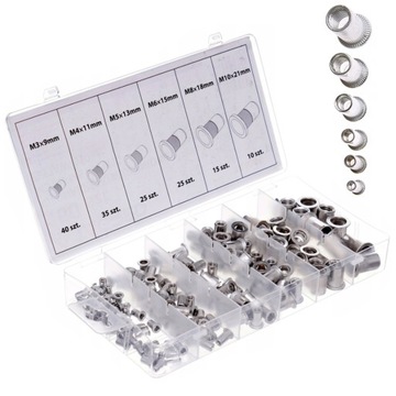 ZESTAW NITONAKRĘTEK ALUMINIOWYCH M3 -M10 150 SZTUK