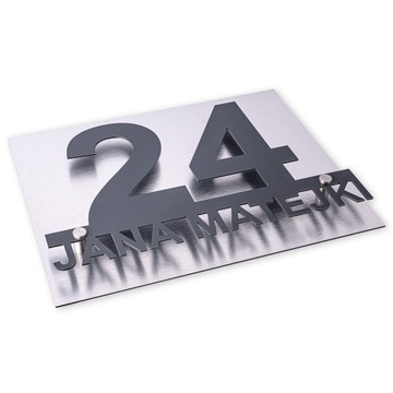 БОЛЬШАЯ АДРЕСНАЯ ТАБЛИЧКА С НОМЕРОМ ДОМА 48x38см, СЕРЕБРЯНЫЙ АНТРАЦИТ