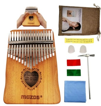 KALIMBA MOZOS KAL-LOVE SERCE INSTRUMENT AFRYKAŃSKI LITY MAHOŃ + AKCESORIA