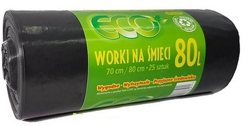 Worki na śmieci wytrzymałe czarne Eco 80L 25 szt