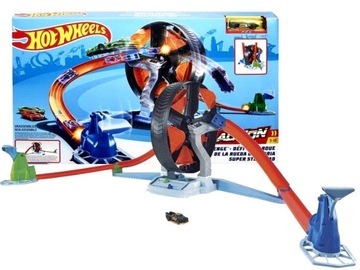 HOT WHEELS ZESTAW TORÓW ZAKRĘCONA OPONA + autko