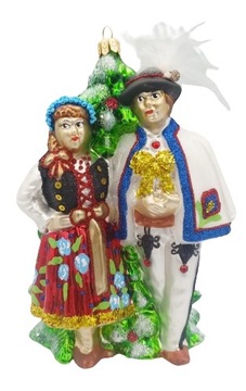 BOMBKI CHOINKOWE SZKLANE Para góralska 16cm