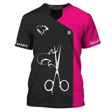 T-SHIRT DAMSKI KOSZULKA WZÓR 3D DLA FRYZJERKI M