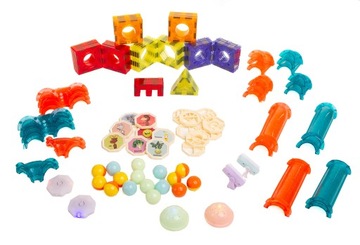 ŚWIECĄCE KLOCKI MAGNETYCZNE ŚWIECĄCY TOR MAGNETYCZNY dla kulek ZESTAW XXL