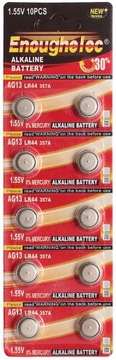 10szt Bateria Alkaiczna LR44 AG13 A76 G13 1,5V