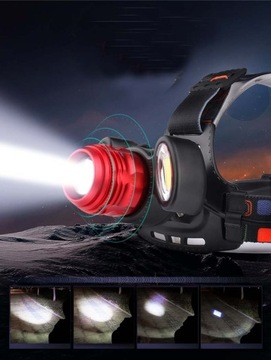 Налобный фонарь 2x COB +XM-L T6 MEGA ZOOM LC12