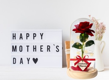 ВЕЧНАЯ РОЗА С ГРАВИРОВКОЙ в стекле Роскошный светодиодный подарок на ДЕНЬ МАТЕРИ