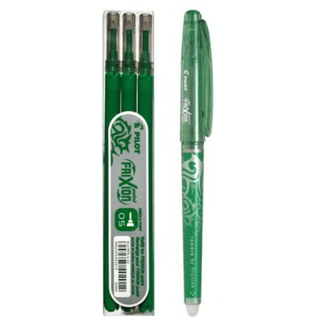 Pióro kulkowe FriXion ścieralne 0,5 mm ZIELONE - 3 wkłady 0,5mm