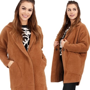 PŁASZCZ KURTKA PARKA SWETER NARZUTKA ALPAKA CIEPŁA WYGODNA XS S M KOL 1918