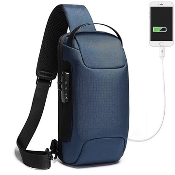 Plecak miejski Bange BG-22085 na jedno ramię USB kłódka niebieski