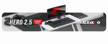 Игровой стол Huzaro Hero 2.5 RGB LED Pilot, белый карбон, 120 см x 60 см