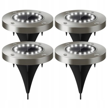 4x LAMPA SOLARNA LED OGRODOWA DYSK SOLARNE LAMPKI WBIJANE NAJAZDOWE 16LED