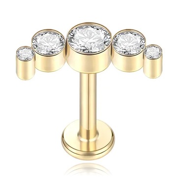KOLCZYK LABRET HELIX CYRKONIE ZŁOTY TYTANOWY 1,2/6