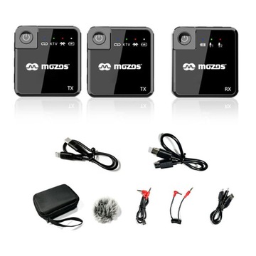 MOZOS MX1 ДВОЙНОЙ БЕСПРОВОДНОЙ МИКРОФОН ДВОЙНОЙ МИКРОПОРТ 2,4 ГГц
