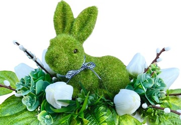 Super Stroik na Wielkanoc Dekoracja Zając Tulipany