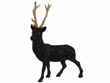 RENIFER OZDOBNY BROKATOWY JELONEK 40 cm CZARNY