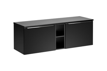 Szafka łazienkowa wisząca z blatem 140cm pod umywalkę czarna cichy domyk