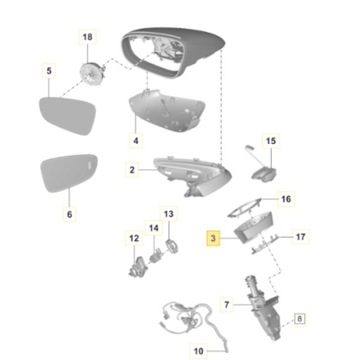 KRYT ZÁKLADY ZRCÁTKO VNĚJŠÍHO PRAVÁ PORSCHE TAYCAN 9J1857578OK1