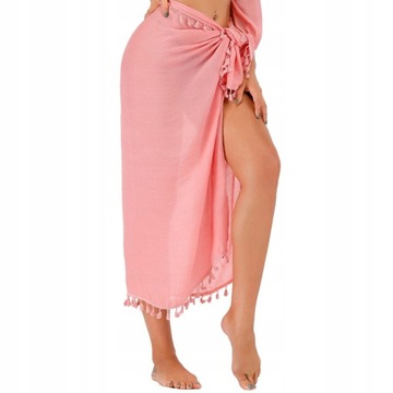 PAREO CHUSTA PLAŻOWA FRĘDZLE narzutka BOHO KOLORY