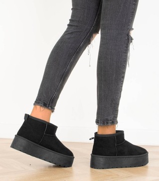 7684 ЧЕРНЫЕ УТЕПЛЕННЫЕ СНЕЖНЫЕ БОТИНКИ ПЛАТФОРМА 37