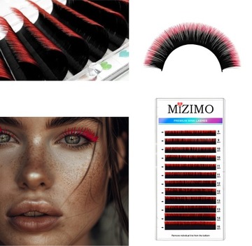 Ресницы одноцветные 8-15 мм, D-завиток, 12 полосок ЧЕРНЫЕ И КРАСНЫЕ