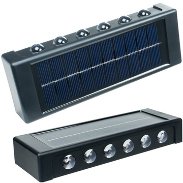 LAMPA SOLARNA LED KINKIET Z PANELEM OGRODOWA CZARNA ZEWNĘTRZNA Z CZUJNIKIEM