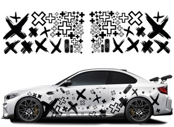 NAKLEJKA Grafika na samochód MOTYW X PLUSY KRZYŻYKI BRUSH PLASTRY 94x360