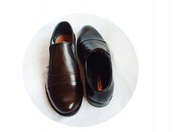 Skorzane BUTY MESKIE szerokie TĘGOSĆ H XX CZERŃ 43