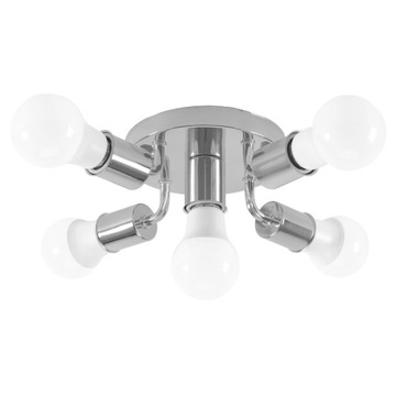 Lampa Wisząca Sufitowa Plafon Loft 5ramion Srebrna