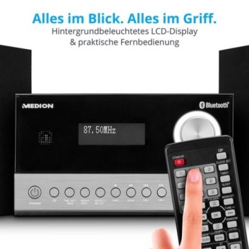 МИНИ-СИСТЕМА + ПУЛЬТ ДИСТАНЦИОННОГО УПРАВЛЕНИЯ CD MP3 РАДИО FM DAB + BLUETOOTH 5.3, 30 СТАНЦИЙ, USB, AMS