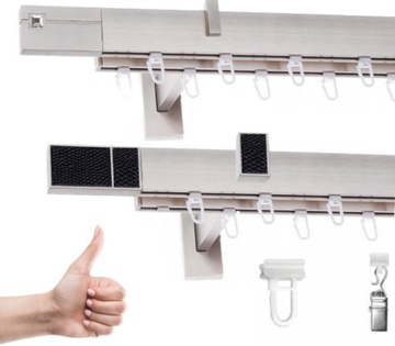 Karnisz aluminiowy SQUARE podwójny 400 cm GIĘCIE
