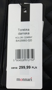 MONNARI Czarna Aktówka TOREBKA Damska PREMIUM