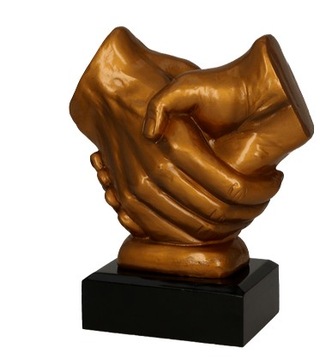 Statuetka DŁONIE podziękowania nagroda 17cm NADRUK