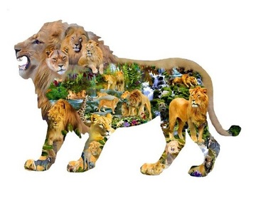 PUZZLE DREWNIANE A3 lew zoo safari 93 elementy