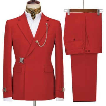 Elegant Men's Suit 2 Pieces Fashion Metal Buckle J